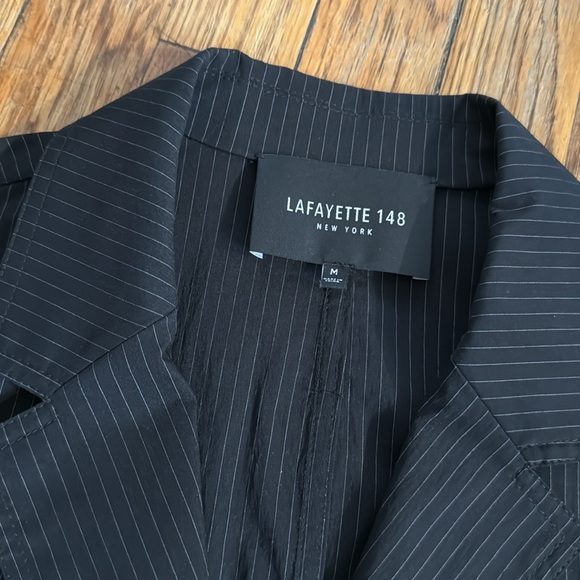 Lafayette 148 Jacket Womens Sander Stripe Porsha Black Pinstriped stripe $598 M - Picture 2 of 6